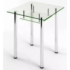 Glass dining table D-01-3 with tempered glass and chrome legs